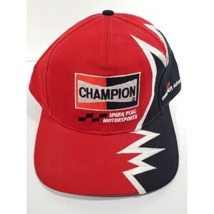 Champion Spark Plug Motorsports Racing Hat / Cap Red White & Black Embroidery